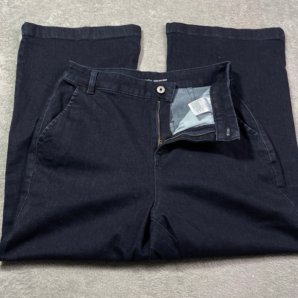 Style & Co Wide Leg Crop‎ Denim Jeans Women's Size 10 Dark Wash Flowy Outdoorsy
